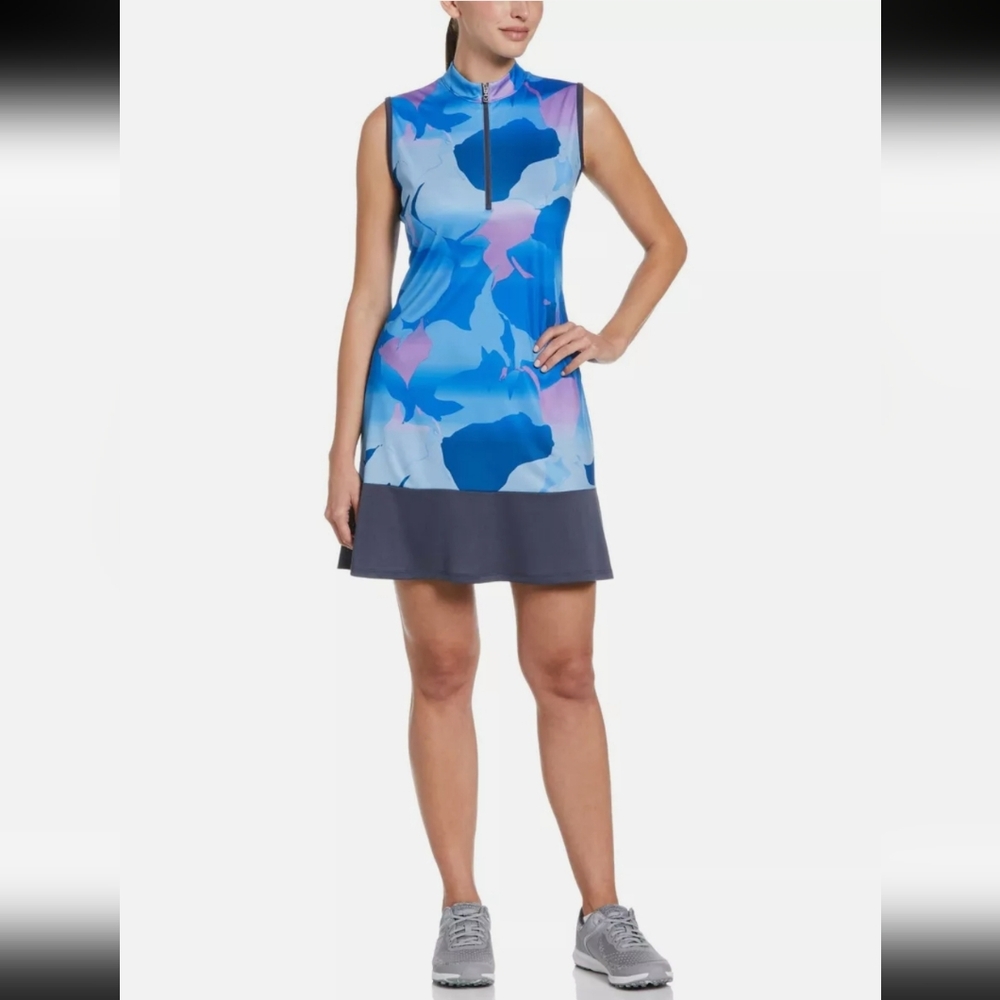 CALLAWAY -Womens OPTI-DRI Abstract Gradient Print Sleeveless Blue and Pink Dress